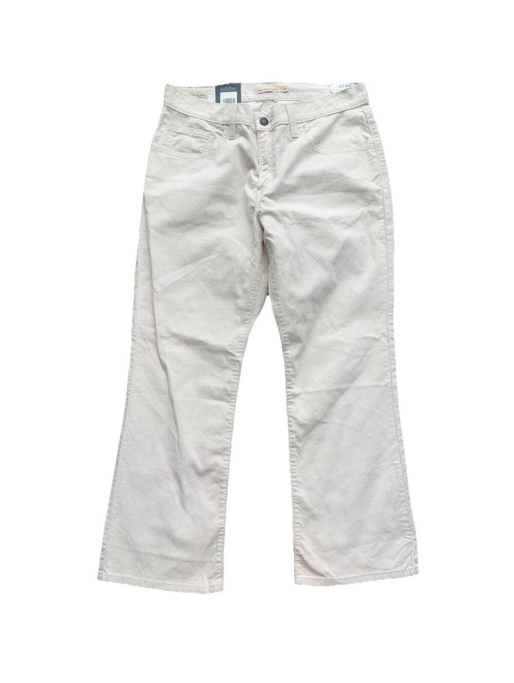 Levi’s Premium Corduroy Pants Women Ivory Middy Ankle Bootcut 30x27 New - Picture 1 of 4